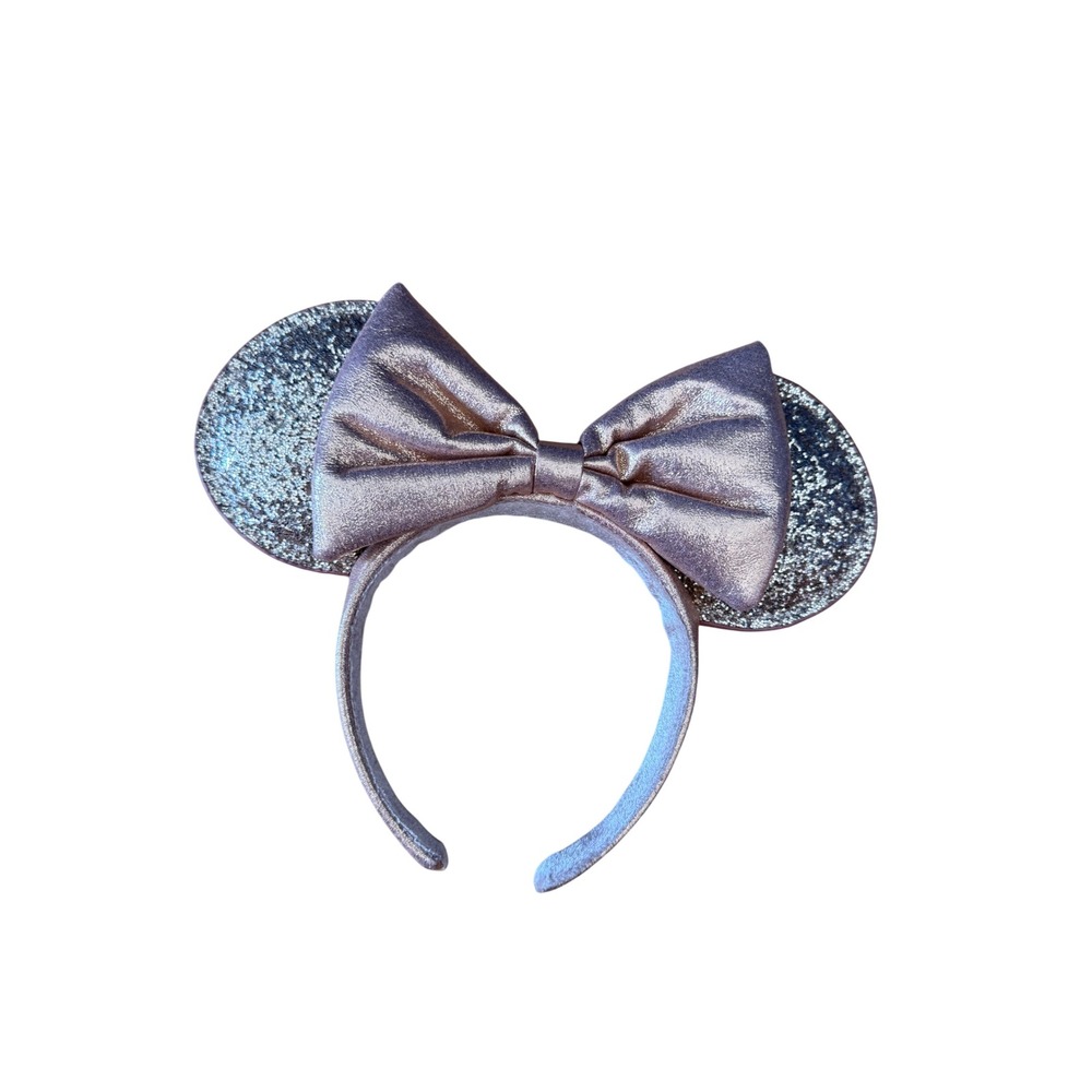 Disney Parks Minnie Mouse Rose Gold Sequin Ear Headband Metallic Bow Accessory